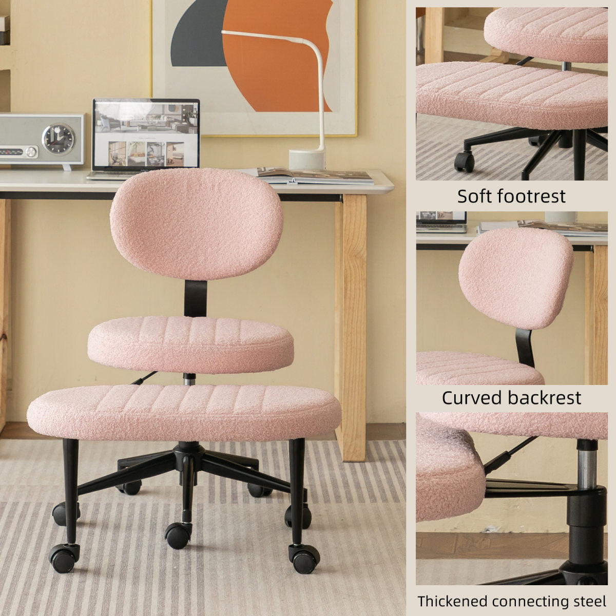 Ergonomic Office Chair – Multi-Position Cross Legged Design for Adults, Swivel Meditation & ADHD Fidget Desk Chair with Back Support & Rolling Base