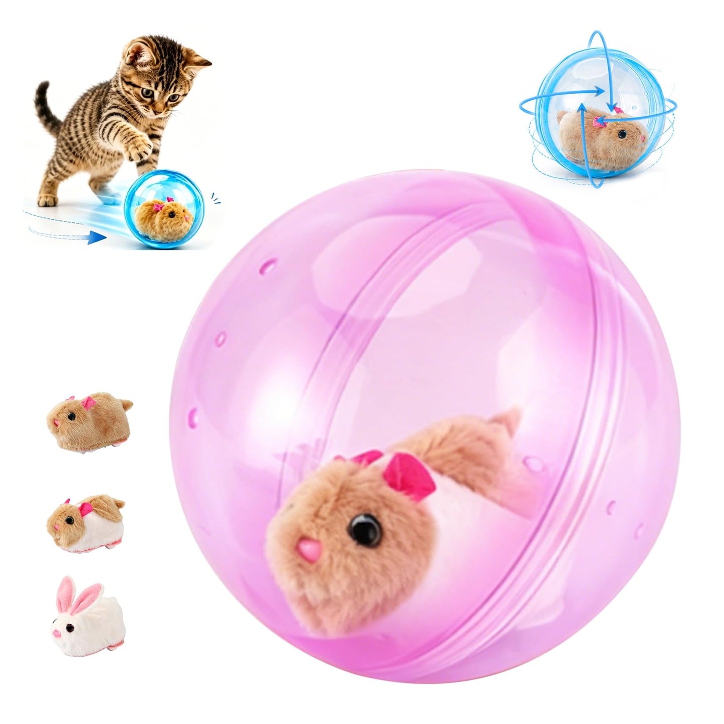 2026 New Self-Rolling Interactive Cat Ball Realistic Animal Automatic Moving Rolling Cat Ball Rolling Spin Moving Cat Ball Indoor Interactive Pet Ball For Cats Dogs Chasing