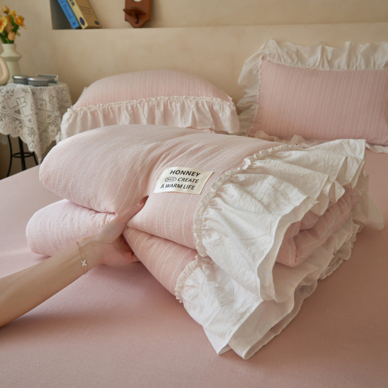 Summer Princess-Style Puff Tulle Summer Cooling Quilt Four-Piece Set