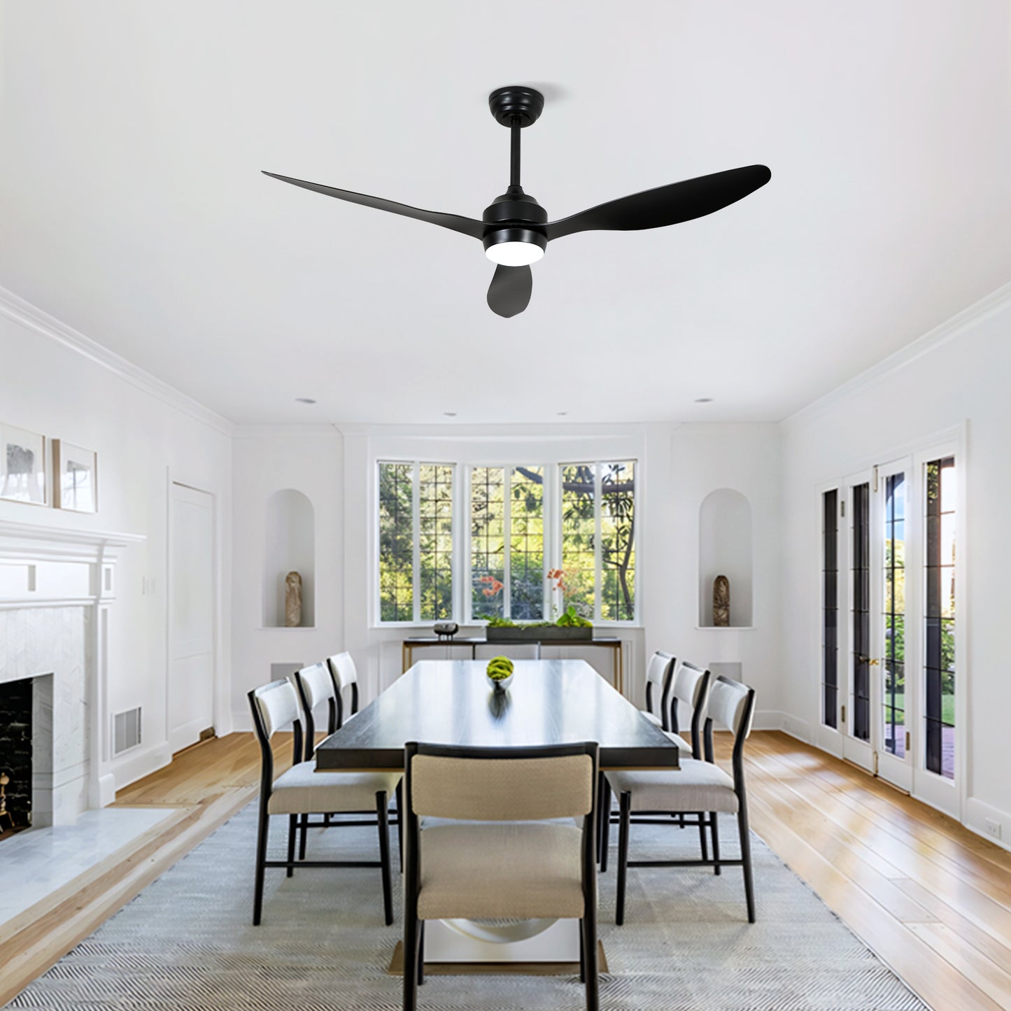 52 Ceiling Fan With Lights Quiet DC Motor 3 ABS Blade Ceiling Fans 6 Speed Levels,Reversible Ceiling Fan, For Patio Living Room, Bedroom, Office,Indoor. Matte Black