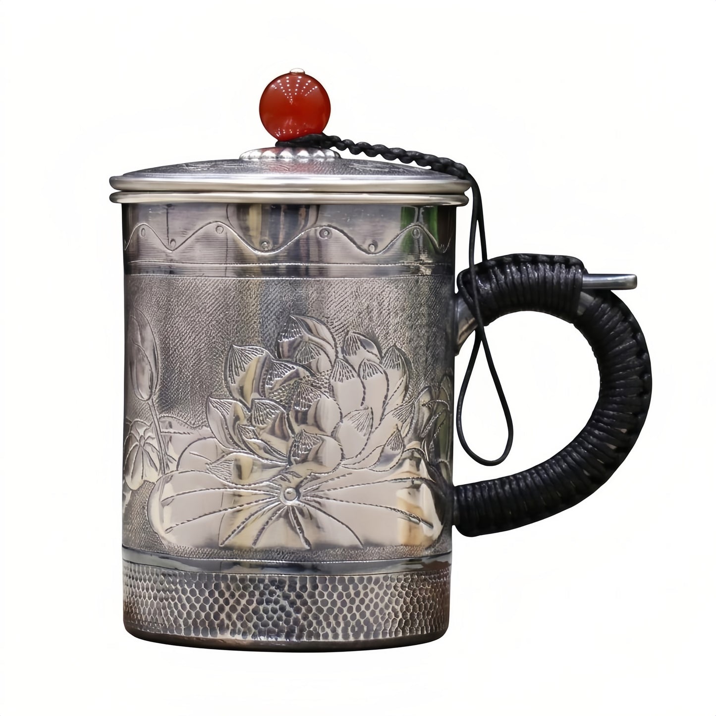 925 Sterling Silver Handcrafted Teapot with Intricate Floral Design and Traditional Elegance-Premium Tea Mug - Handicraft