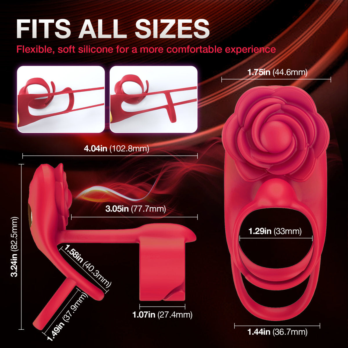 3 In 1 Rose Sperm Locking Ring Vibrator, Dual Motor Design And 10 Vibration Modes, Remote Control Penis Trainer, Adult Couple Sex Toys