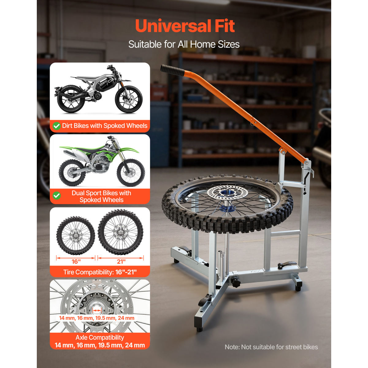 Dirt Bike And Dual Sport Tire Changer, Fits For 16-21 Wheels, 15 17 20 25 Mm Axles, Heavy Duty Dirt Bike Tire Changing Tool Kit With Bead Breaker, Irons, Protective Sleeves, And Storage Bag