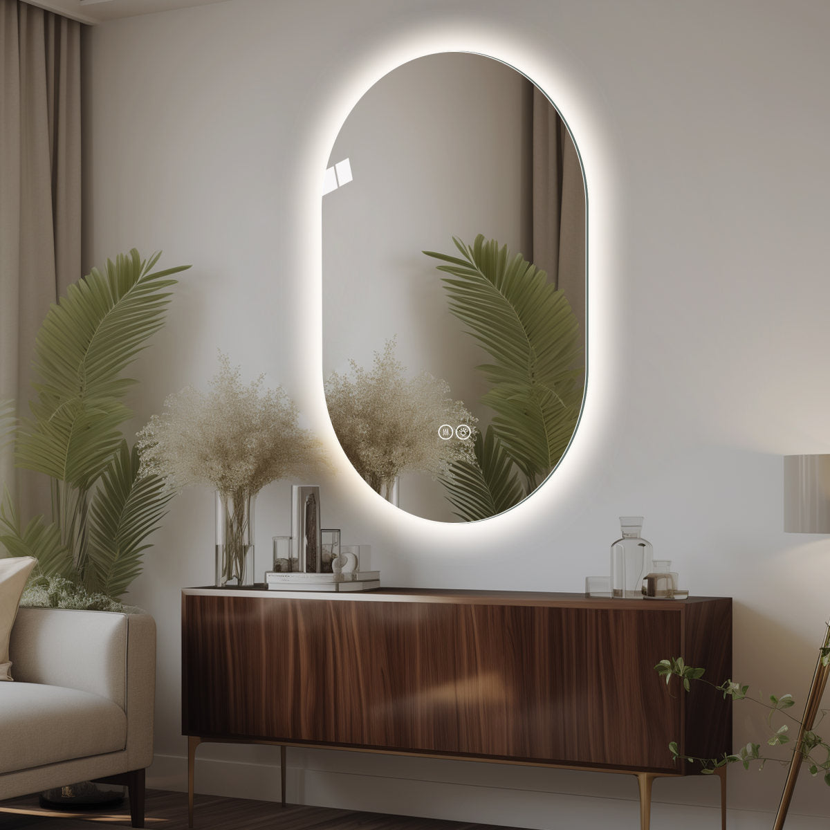 48x30 Inch Smart Wall Mounted LED Touch Screen Anti-fog Mirror Bathroom Mirror, Barber Shop Mirror