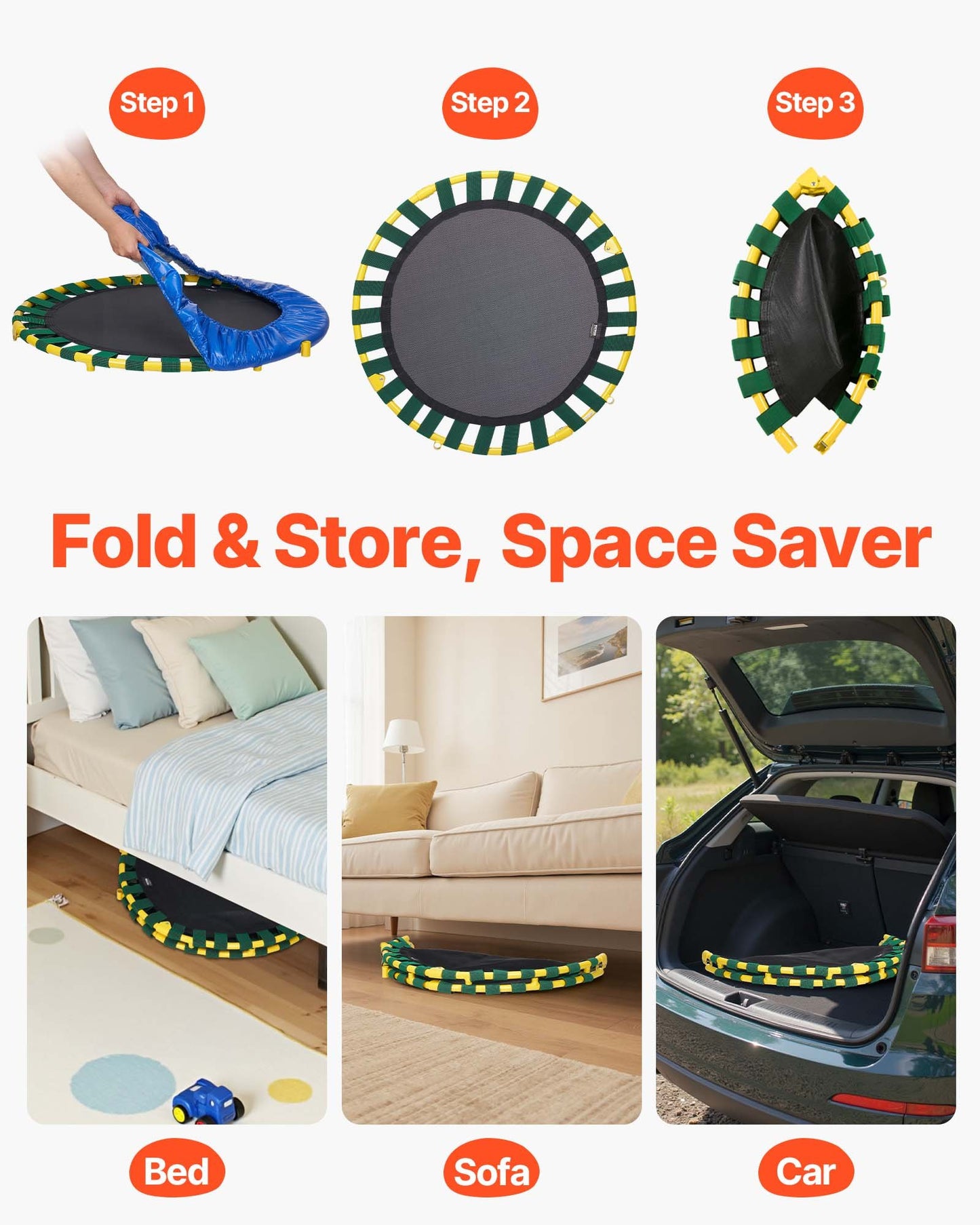 Trampolin Gartentrampolin 810x920x920 Mm, Klappabrer Trampolin Mini 60 Kg Gewichtstragfähigkeit Fitness Trampolin, Kindertrampolin Kleinkind Trampolin Blau Indoor/Outdoor/Garten/Drinnen