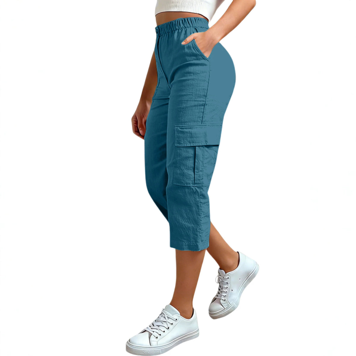 Loose-fit Casual Pants With Multiple Pockets Cross-border Fashion Cropped Trousers