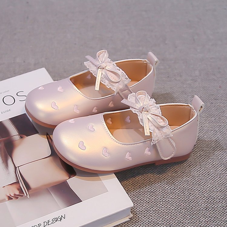 Korean-style Lace Bow Princess Shoes For Girls, Soft Sole Versatile Baby Girl Flats