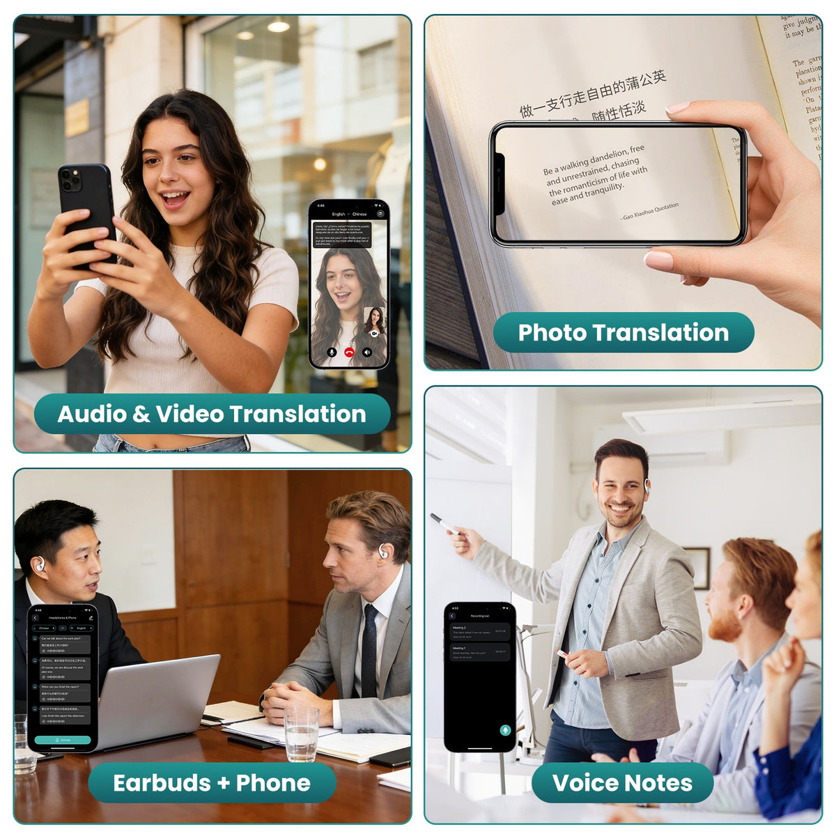 Open-Ear AI Translation Earbuds 165 Language Real Time AI Headphone Wireless 6.0 Translating Earbuds With 360 Degree Rotating Charging Case Lanyard For Travel Meetings Language Learning