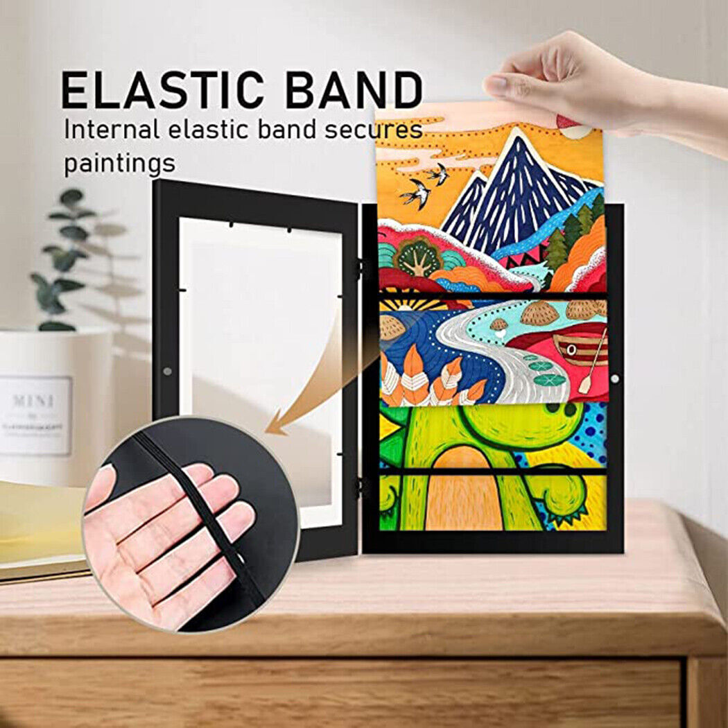 A4 Art Display Frame Kids Frames Photo Picture Crafts Drawing Storage Xmas Gifts-black