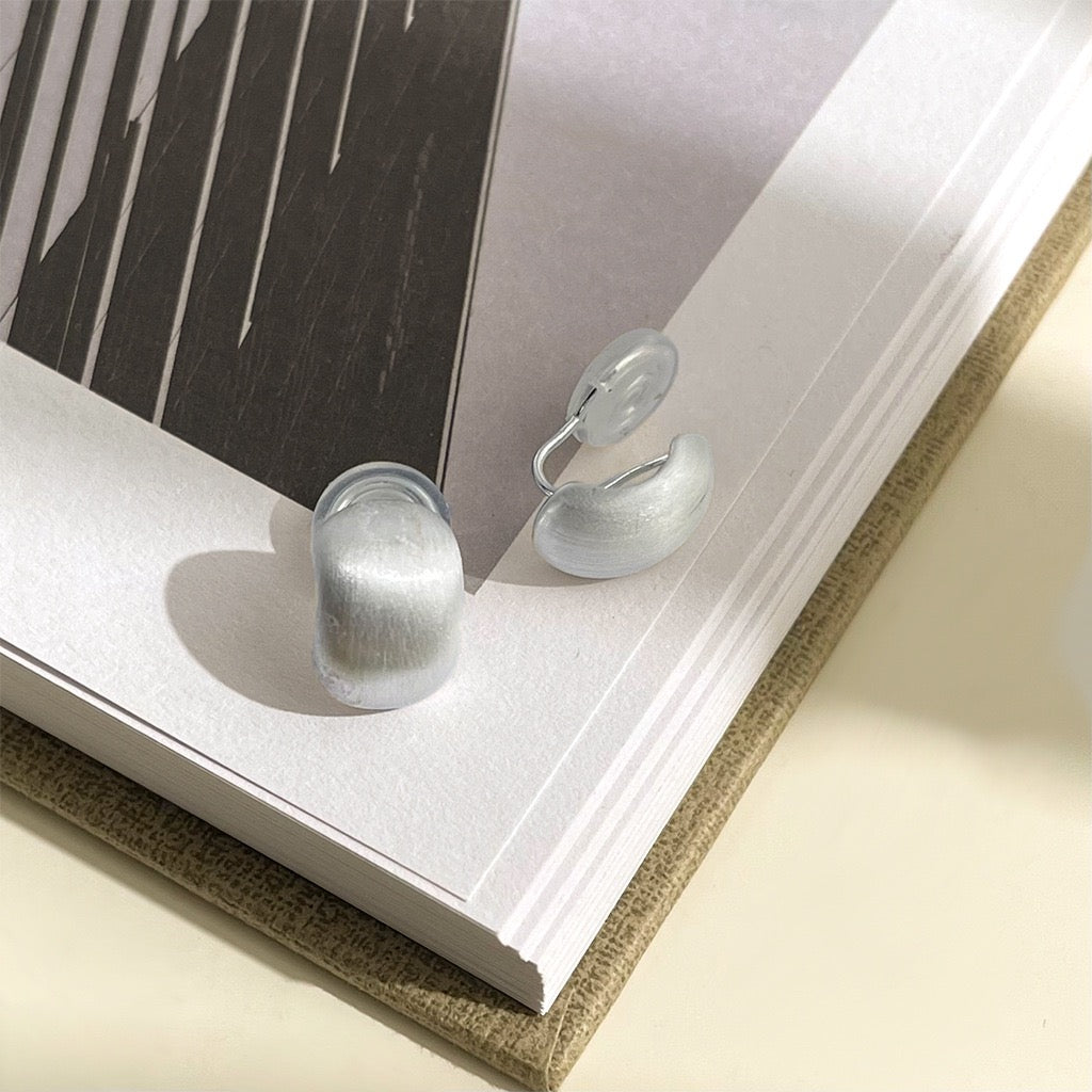 French Brushed Metal Ear Clips Women No Piercing Coil Earrings Versatile Fashion Commute