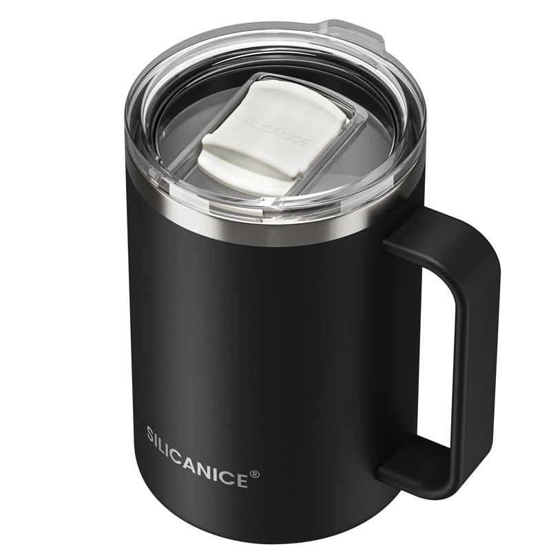 14 Oz Insulated Coffee Mug With Handle, Detachable Slider Lid For Deep Cleaning, Scratch & Break Resistant, Stainless Steel Vacuum Tumbler, BPA-Free, Ideal Gift For Men & Women