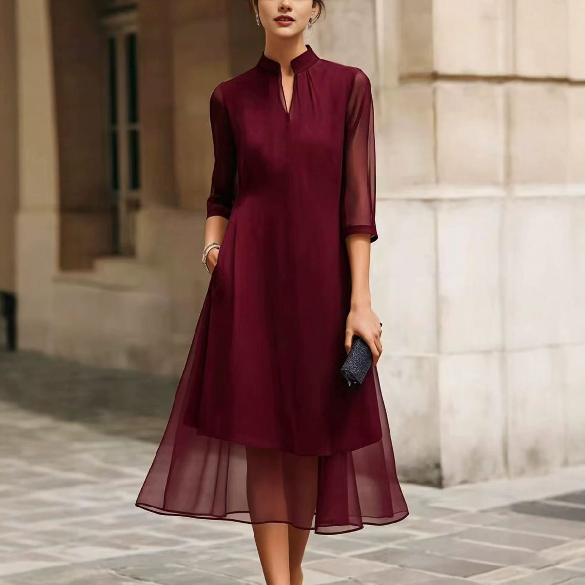 Best-selling Stylish And Elegant Chiffon-lined Dress For Women