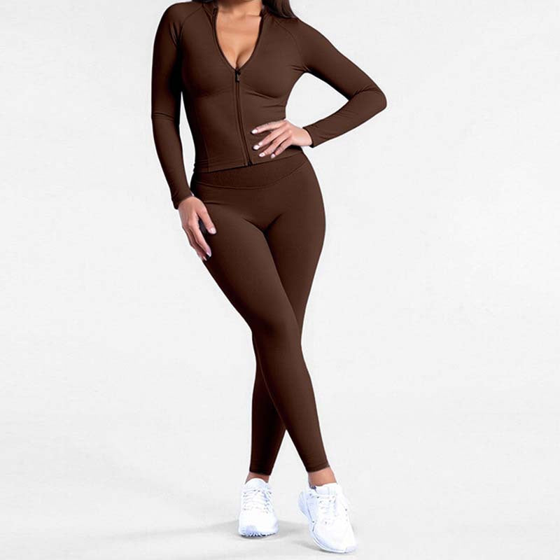 Slimming Long-Sleeve Yoga And Fitness Pants Set