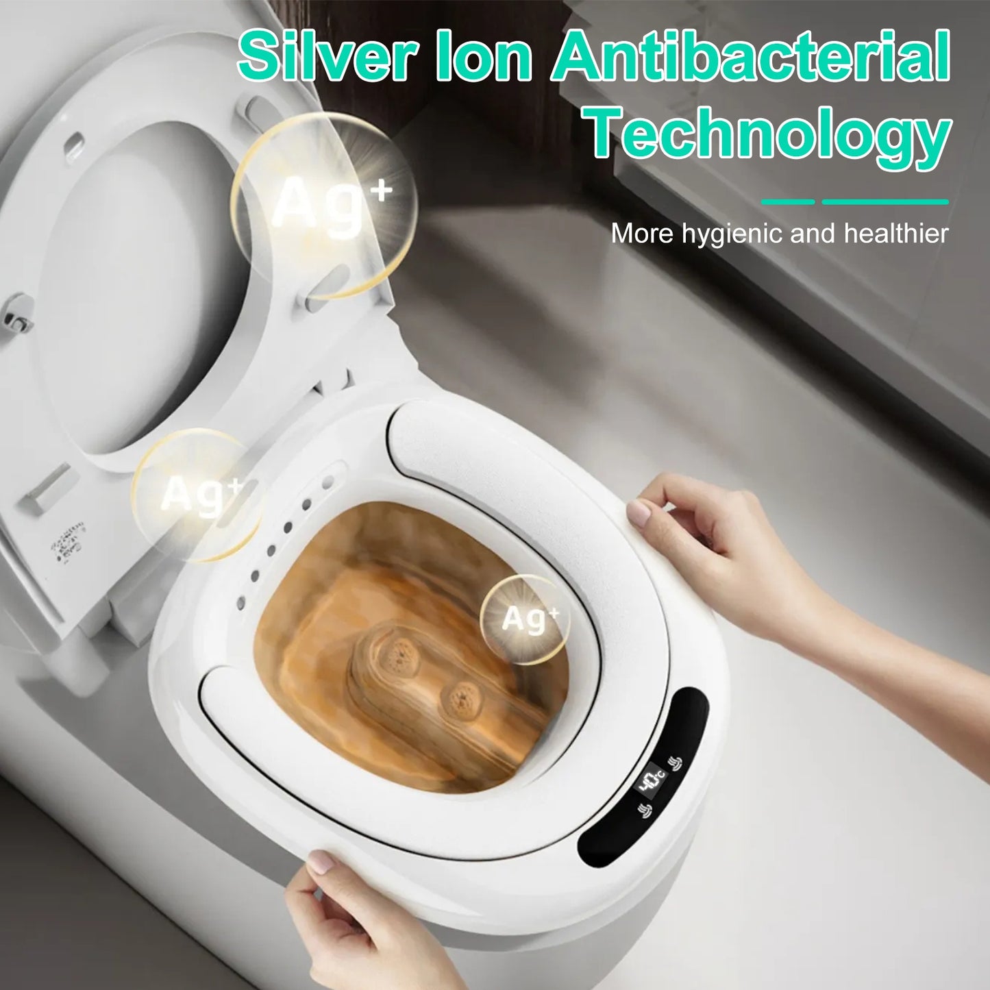 1Pc Electric Sitz Bath Tub Sits Bath Soak Pan For Home Salts Bowl Postpartum Care Basin For Toilet Seat With Dual Nozzles 3-Level Water Flow Water Temperature Display 1800mAh Battery For Women Men