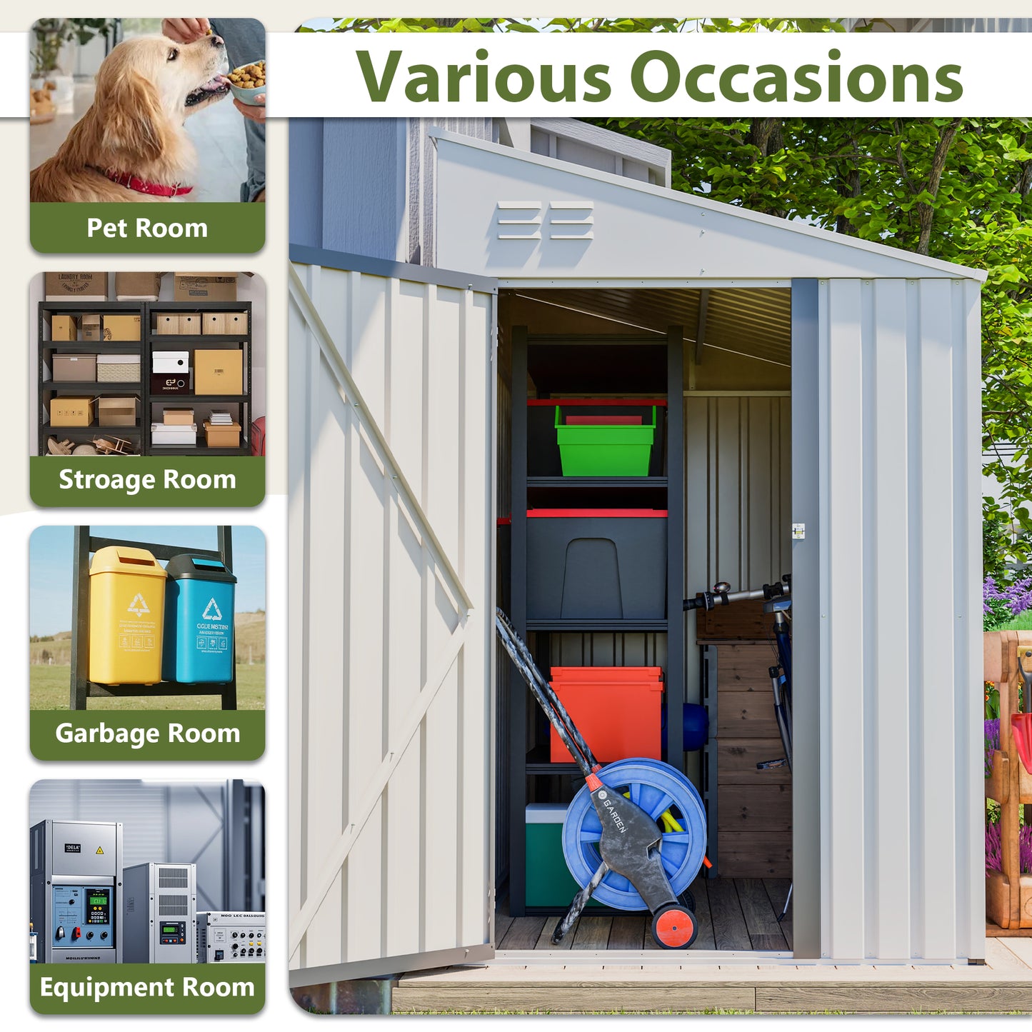 White 4 X 7 Lean-To Storage Shed, Heavy-Duty Metal Outdoor Garden & Bike Shed With Lockable Door, Easy Assembly Storage Solution