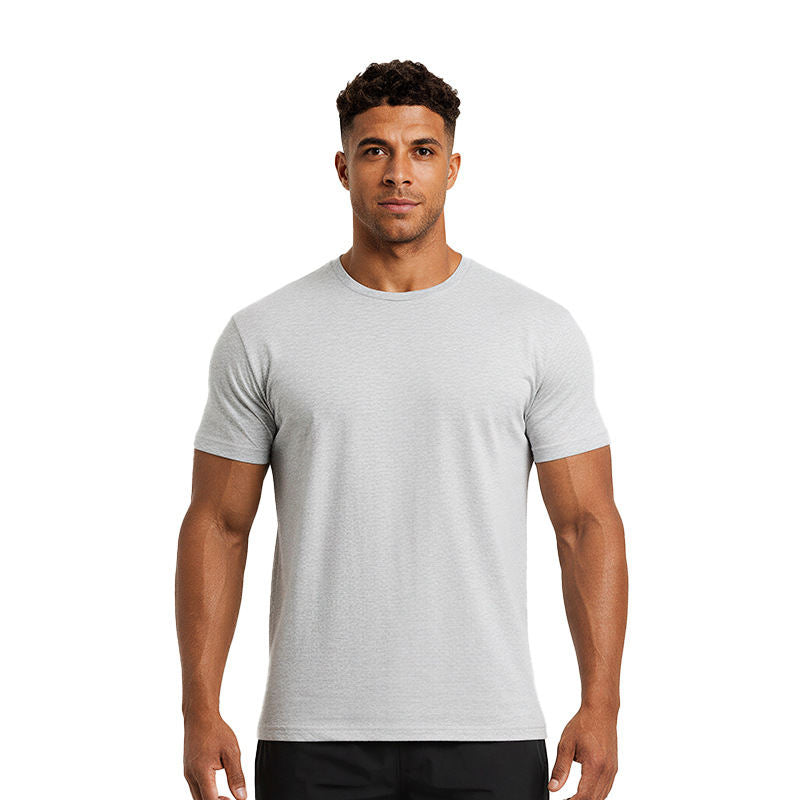 Mens Short-sleeve Quick-drying Breathable Fitness Top With A Turn-down Collar And High Elasticity
