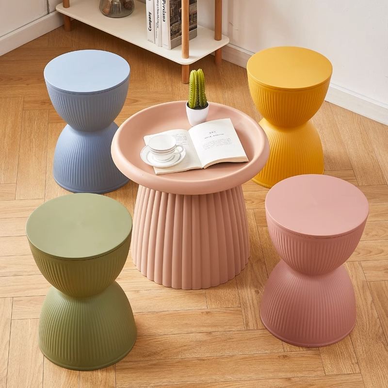 Household Round Plastic Bench For The Living Room And Makeup Area