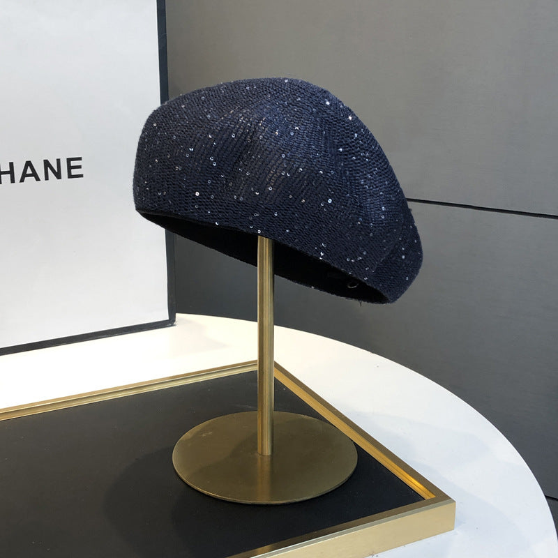 Sequin Beret, Korean-style Casual All-match Painters Cap