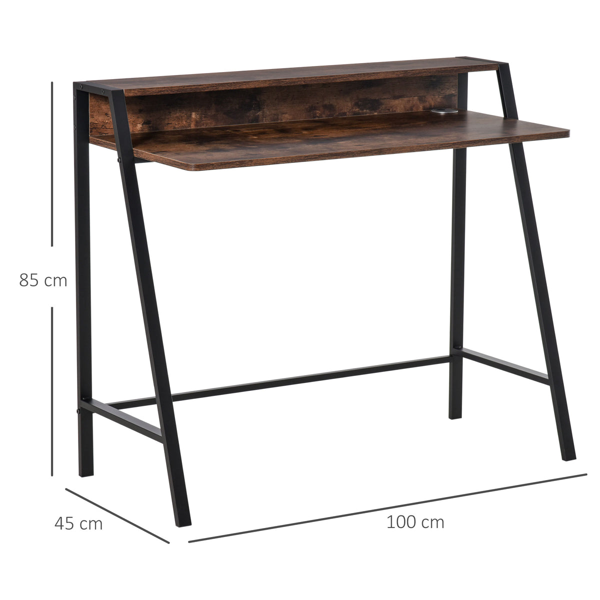 Writing Desk Computer Table Home Office PC Laptop Workstation Storage Shelf 100L X 45W Cm Rustic Brown