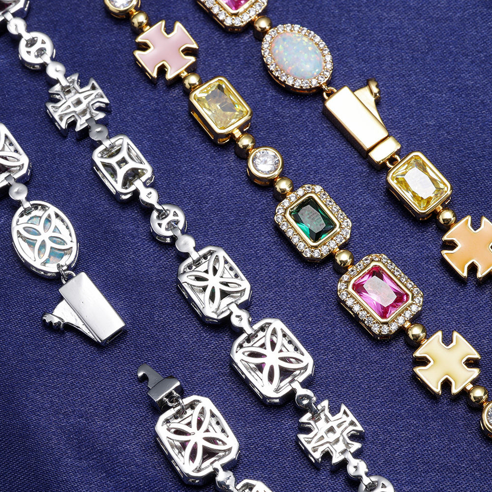 Hip Hop Color Gemstone Jewelry Bracelet Female Accessories