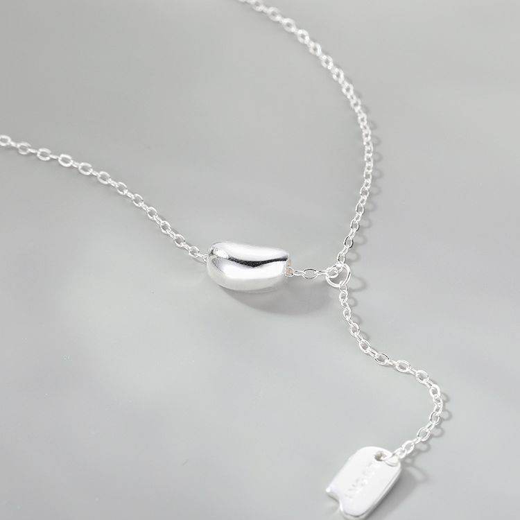 Square Plate Necklace Female Lucky Bean Clavicle Chain Accessories
