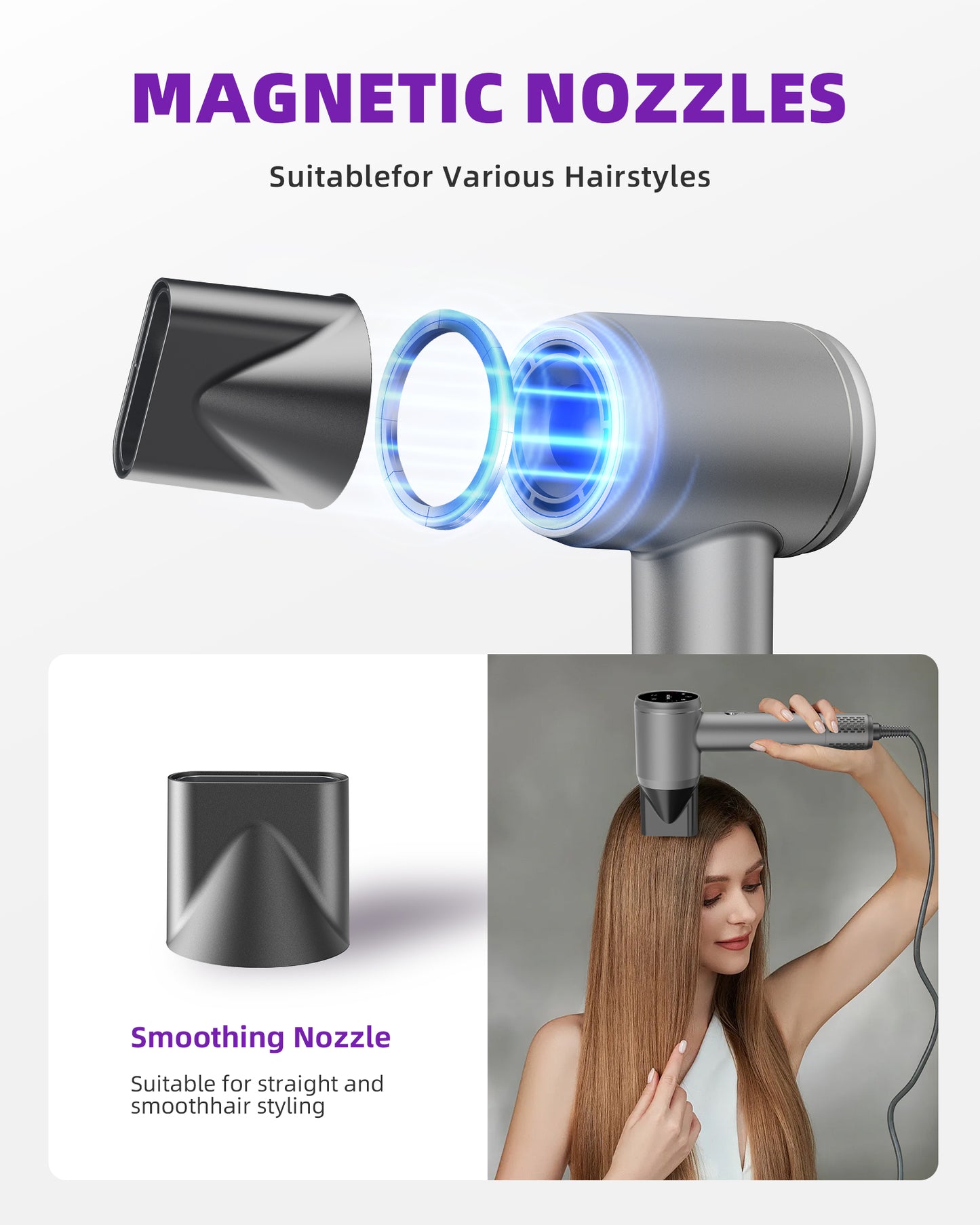 Hair Dryer, Professional Ionic Hair Dryer For Fast Drying, Low Noise And Quiet, Lightweight, 600 Mmillion Negative Lonic High-Speed Hair Blow Dryer Without Hair Damage For Women, Men, Travel, Salon