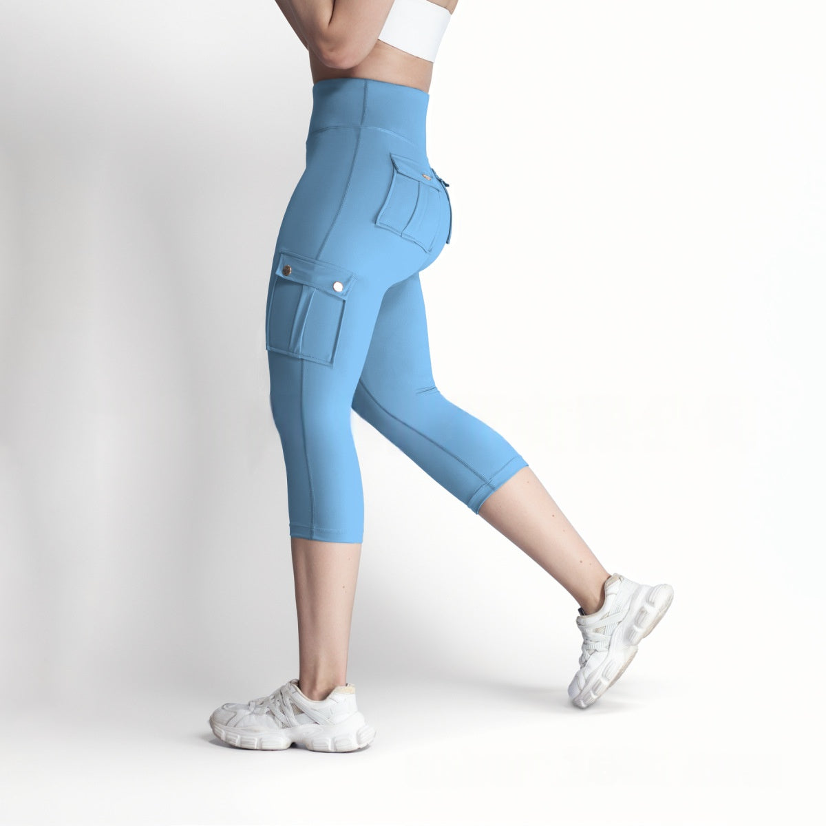 Women's Double-sided Jacquard 5-yard Fitness Pants With Pockets