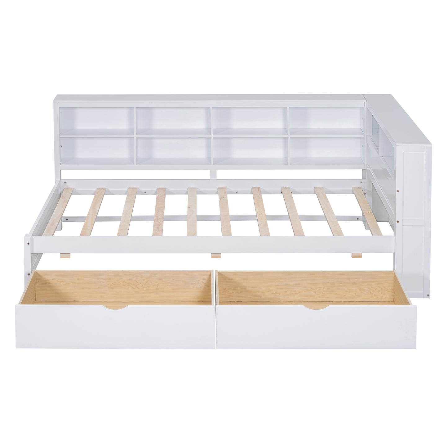Wooden Twin Size DayBed With 2 Drawers, DayBed With Storage Shelf And USB Charging Ports,White OLD