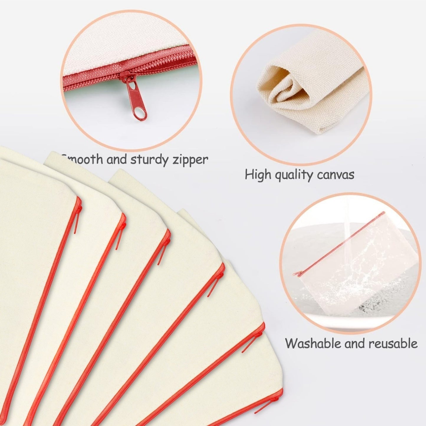 DIY Empty Pencil Case Set - 5 Pencil Cases, Paintbrushes, Palette For Creative Projects - Desk Labels