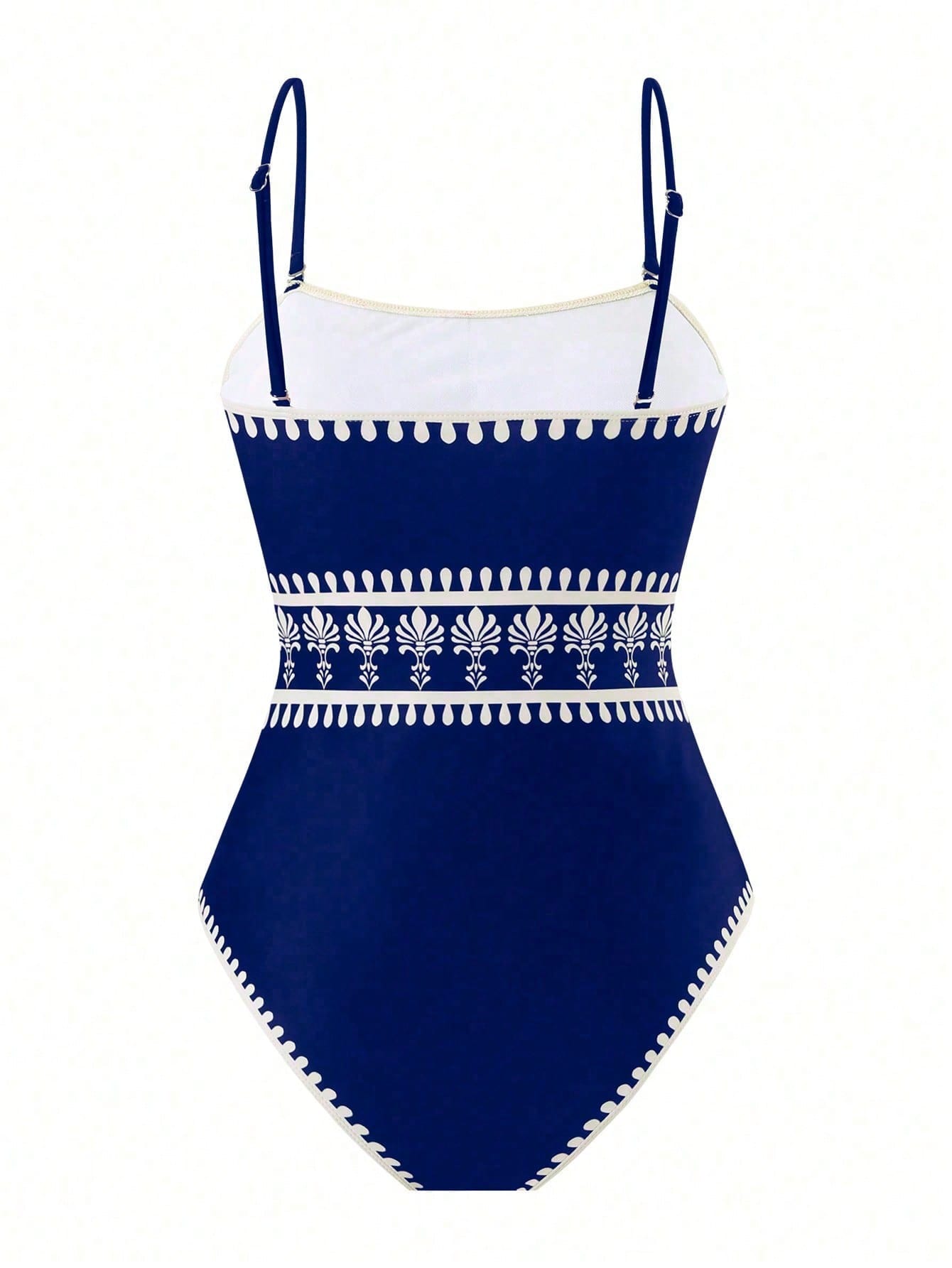 2026 New 2-Piece Swimsuit Set, Blue Floral Print One-Piece + Wrap Skirt Cover-Up