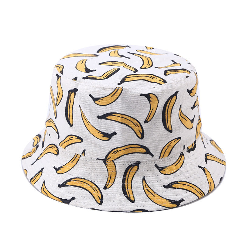 Men's And Women's Matching Fun Fruit Print Simple Casual Fisherman Hat For Summer Breathable And Versatile Double-sided Wearable Bucket Hat Suitable For Outdoor Daily Commuting