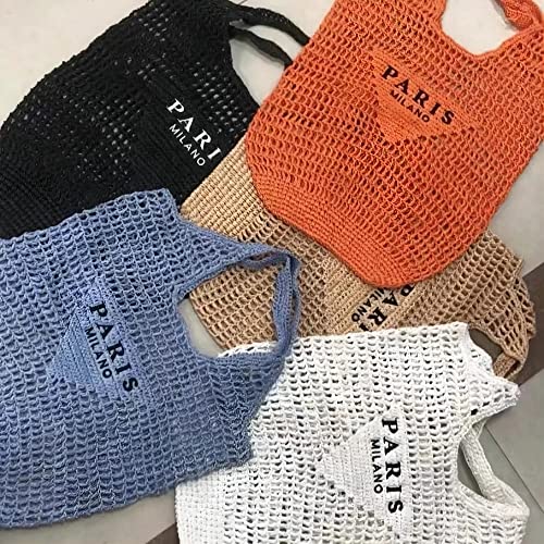 POOOPSSD New Woven Bag, Straw Mesh Tote Bag, Beach, Shoulder Bag, Hobo Women, Foldable Large Capacity, for Holiday.