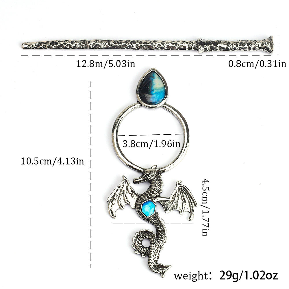 Retro Moonstone Flying Dragon Hair Accessory