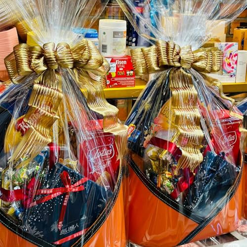 WIKDAY Cellophane Wrap for Gift Baskets 5 PCS 18x30 Inches Large Clear Cello Gift Bags with Ties Plastic for Gift Giving, ...