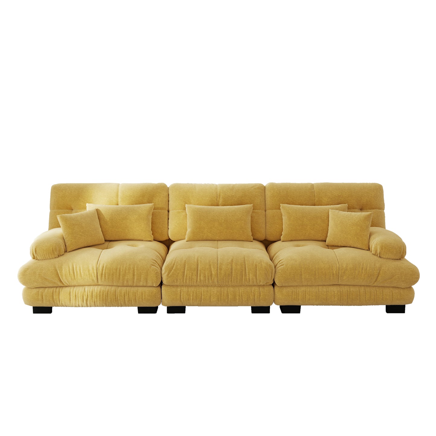 3 Seater Modular Corner Sofa With Deep Seat, Chenille Sofa Bed Comfortable Upholstered For Living Room, Apartment, Studio, Office,Yellow