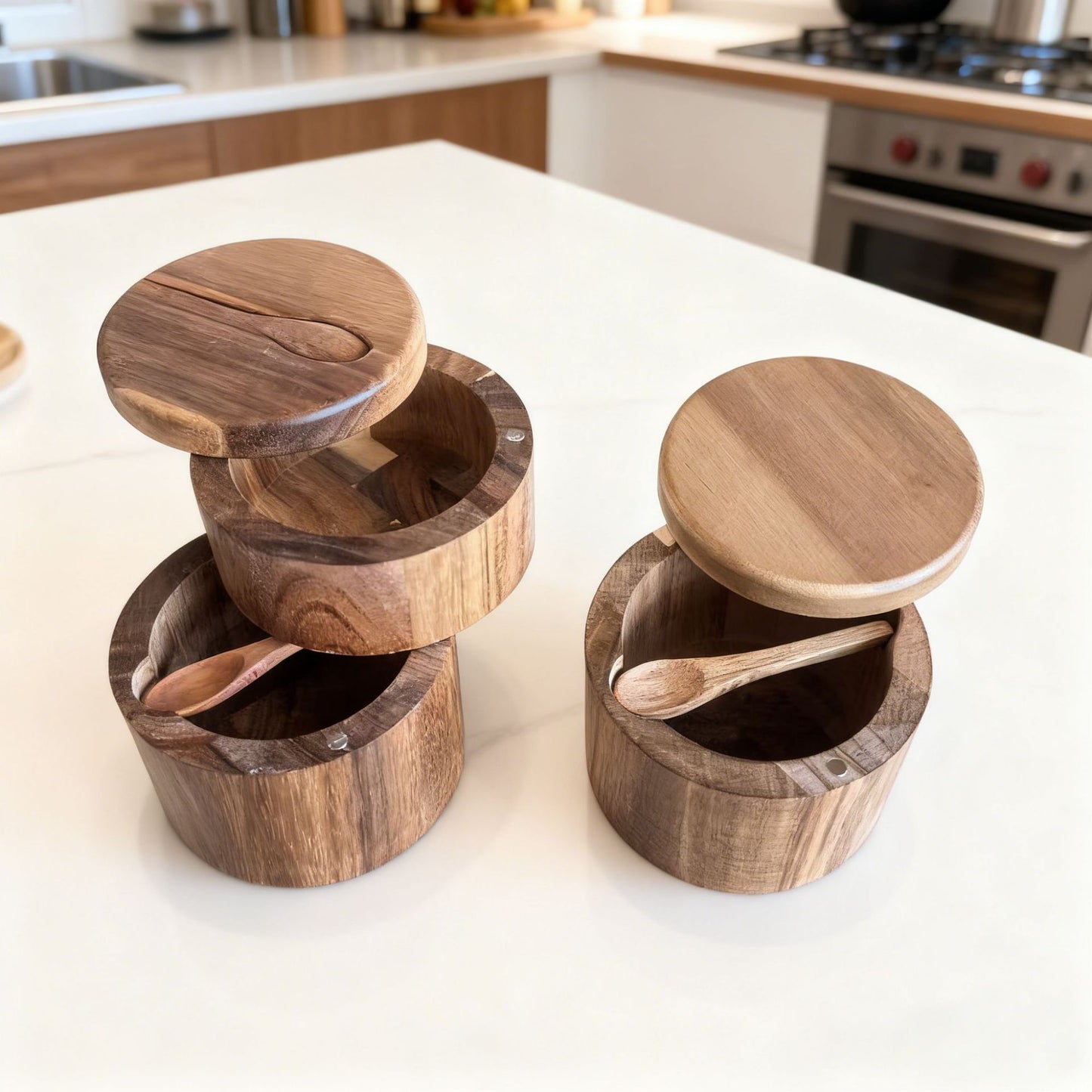 Cross-border Best-selling Acacia Wood Salt Shaker Solid Wood Seasoning Box