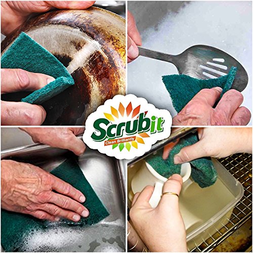 Scouring Pads - Heavy Duty Household Cleaning Scrubber with Non-Scratch Anti-Grease Technology - Reusable Scrubbing Pads -...