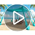 Beach Tent Sun Shelter UPF 50+,10x10 FT Beach Canopy Tent Sun Shade,Pop Up Beach Canopy with 8 Sandbags, Outdoor Beach Sha...