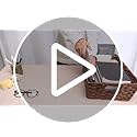 Onlytak Large Wicker Storage Basket, Metal Frame, Set of 2, Washable Waterproof, 15" x 10.3" x 5.2", Brown Color, Woven Ba...