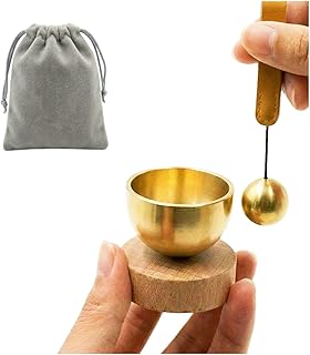 Leoriaie Mini Singing Bowl Set, Small Portable Brass Meditation Sound Bowl with Copper Striker Ball & Drawstring Pouch, fo...