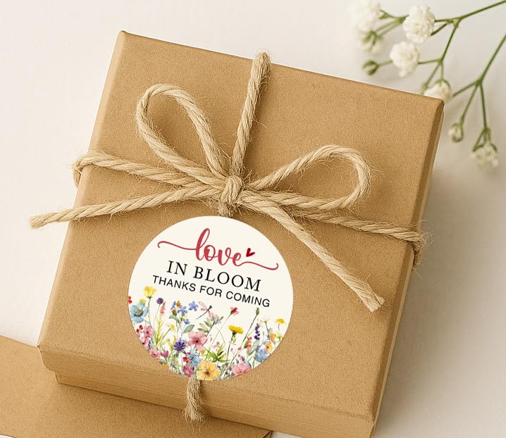 120 x Love in Bloom Wedding Stickers, Round Floral Labels, Bridal Shower Favor Stickers, Wedding Return Gift Stickers for ...
