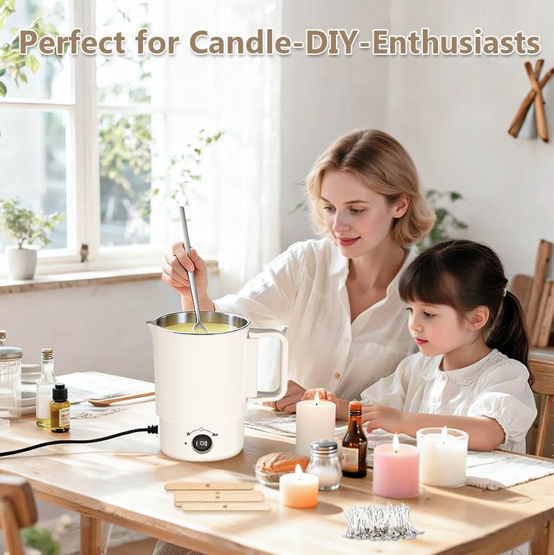 didforu Electric Wax Melting Pot Kit with Thermometer, 800ML Wax Melter for Candle Making, Adjustable Temperature Wax Warm...