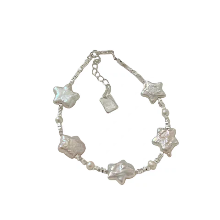 1pc 999 Sterling Silver Baroque Pearl Bracelet, Delicate Luxurious Style, Perfect For Daily Wear And Valentine's Gift
