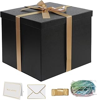 YINUOYOUJIA Large Gift Box 12x12x10 Inches,Black Gift Boxes for Presents,Birthday Box,for Packaging,Valentine's Day,Mothe...