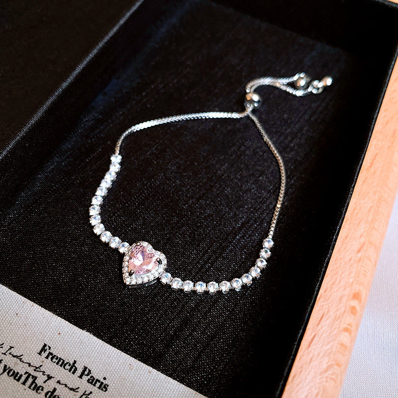 Round Circle Cubic Zirconia Slider Bracelet Retro Ins Luxury Exquisite Bangle Dainty Fashion Jewelry