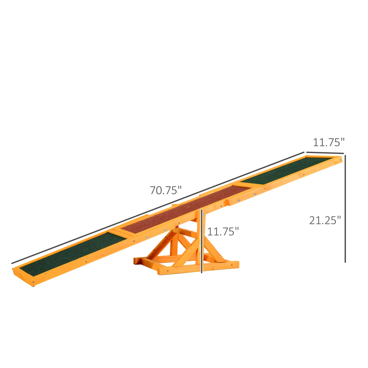 Wooden Dog Agility Seesaw for Balance Training and Exercise, Platform Equipment Run Game Toy, Weather Resistant Pet Supplies, for Outdoor Backyard, 71" L x 12" W x 12" H, Natural