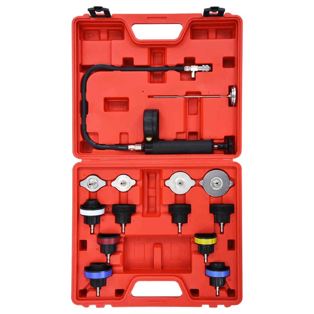 14-piece pressure tester for cooling systems & radiator caps