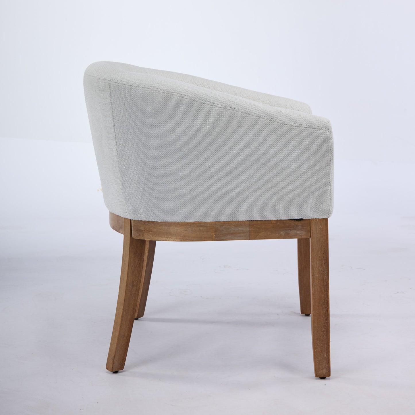 Mid Century Modern Upholstered Barrel Dining Chairs With Arms,Farmhouse Linen Kitchen & Dining Room Chairs With Natural Hardwood Frame, 19IN W Accent Chairs For Living Room,Single Pack,Beige,DE1891BG