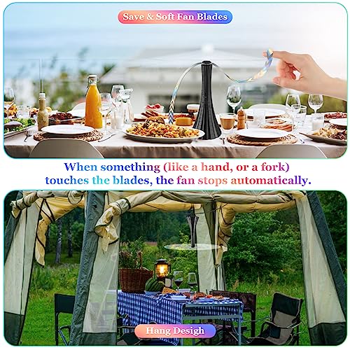 Fly Fans for Tables Rechargeable, Flies Fan to Keep Flies Away by Soft Blades, Food Fans for Camping, Picnic, Fishing, 4PC...