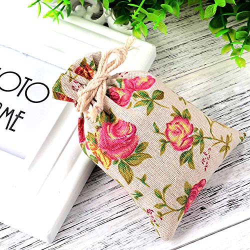 Pangda 30 Pcs 3.9 x 5.3 Inch Rose Drawstring Gift Bags Mother's Day Floral Jewelry Bags Packing Storage Floral Linen Sacks...